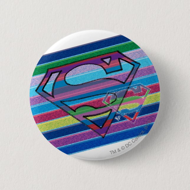 Supergirl Striped Rainbow Logo 6 Cm Round Badge (Front)
