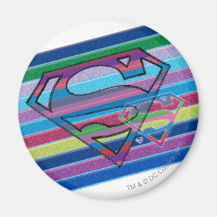 Supergirl Striped Rainbow Logo Magnet