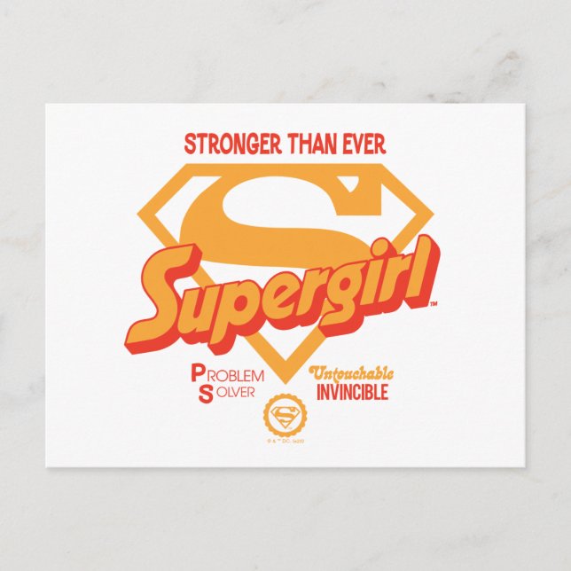 Supergirl Stronger Than Ever Retro Graphic Postcard (Front)