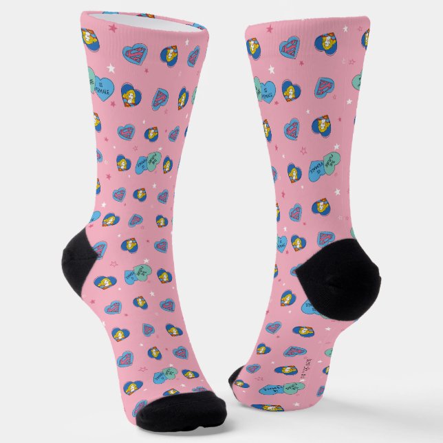 Supergirl "The Future Is Female" Socks (Angled)