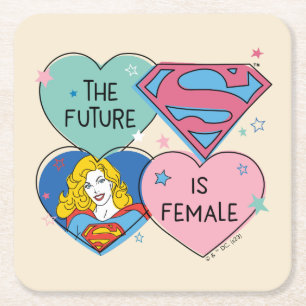 Supergirl "The Future Is Female" Square Paper Coaster