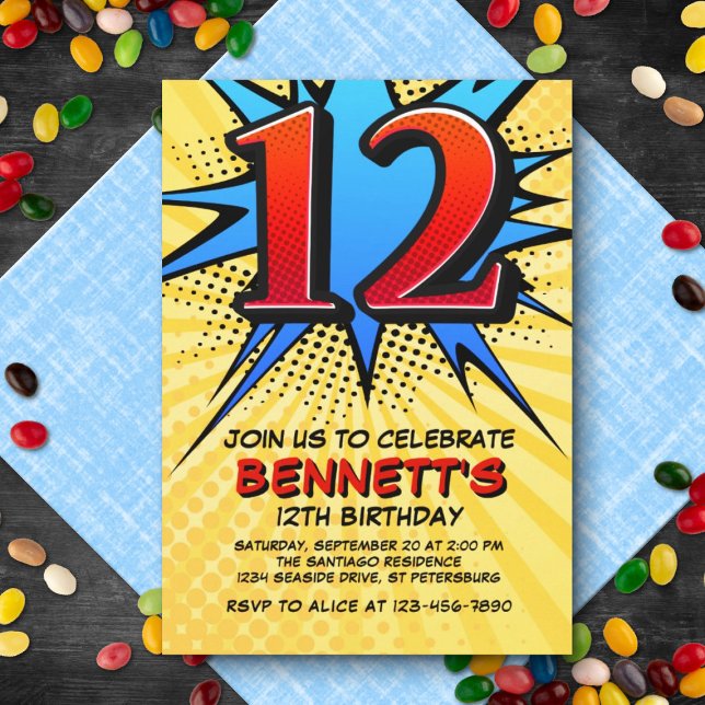 Superhero 12th Birthday Invitation (Creator Uploaded)