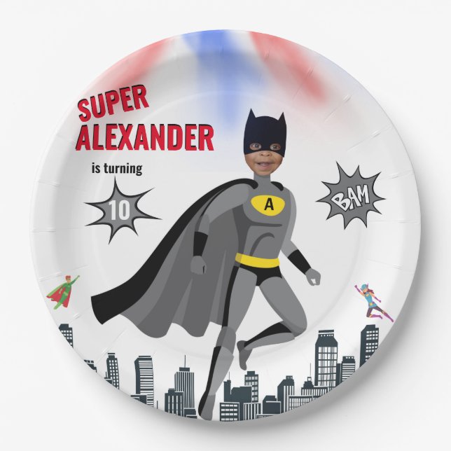Superhero Amazing Unique Boy Fabulous Paper Plate (Front)