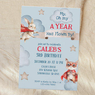 Superhero Animal Boys Birthday  Invitation