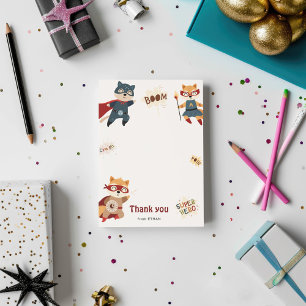 Superhero Animals Kids Birthday Thank You Card