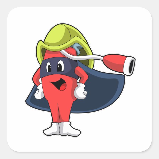 Superhero as Firefighter Square Sticker (Front)