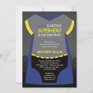 Superhero Baby Shower Invitation, Blue, Black Invi Invitation