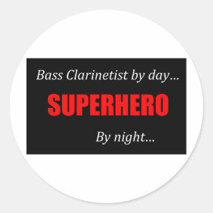 Superhero Bass Clarinet Classic Round Sticker