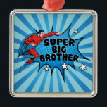Superhero Becoming a Big Brother Metal Tree Decoration<br><div class="desc">Becoming a big brother is very special. This flying hero dressed in red is filled with superpowers of gentleness,  kindness and helpfulness - just the right qualities for the new baby in the family. Background based on image from Vecteezy.</div>