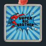 Superhero Becoming a Big Brother Metal Tree Decoration<br><div class="desc">Becoming a big brother is very special. This flying hero dressed in red is filled with superpowers of gentleness,  kindness and helpfulness - just the right qualities for the new baby in the family. Background based on image from Vecteezy.</div>