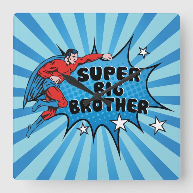 Superhero Becoming a Big Brother Square Wall Clock (Front)