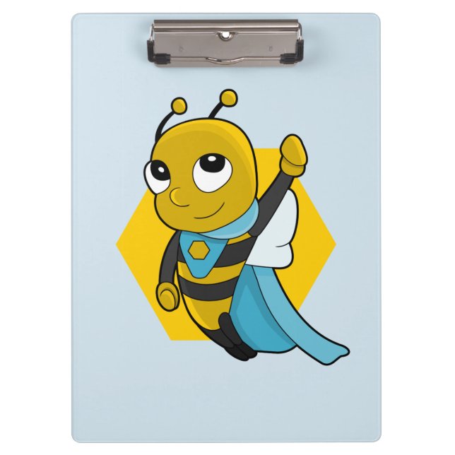 Superhero bee cartoon clipboard (Front)