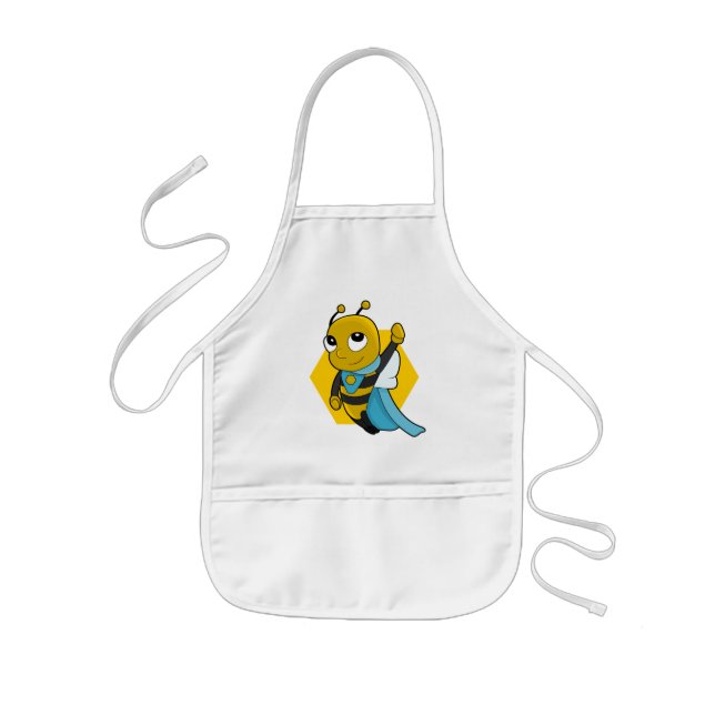 Superhero bee cartoon  kids apron (Front)