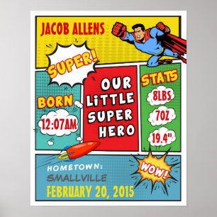 Superhero Birth Announcement - Wall Art