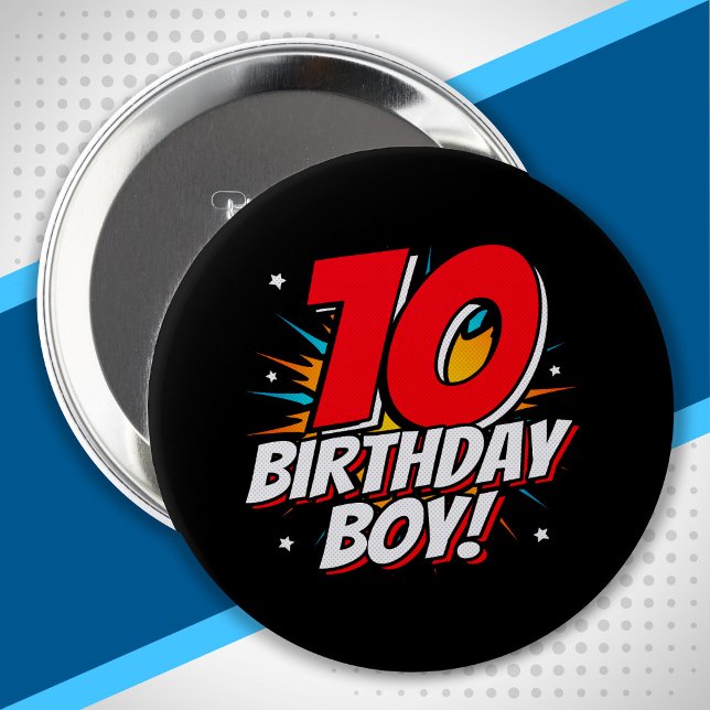 Superhero Birthday - 10 Year Old - 10th Birthday 10 Cm Round Badge (Creator Uploaded)