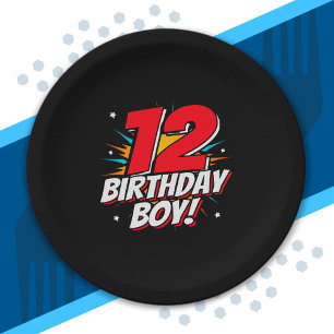 Superhero Birthday - 12 Year Old - 12th Birthday Paper Plate