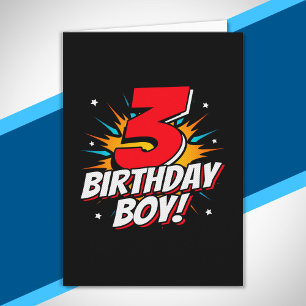 Superhero Birthday Boy - 3 Year Old - 3rd Birthday Card
