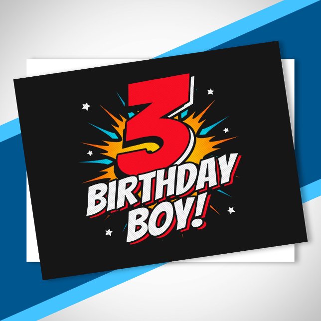 Superhero Birthday Boy - 3 Year Old - 3rd Birthday Postcard (Creator Uploaded)