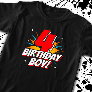 Superhero Birthday Boy - 4 Year Old - 4th Birthday T-Shirt