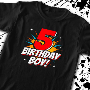 Superhero Birthday Boy - 5 Year Old - 5th Birthday T-Shirt