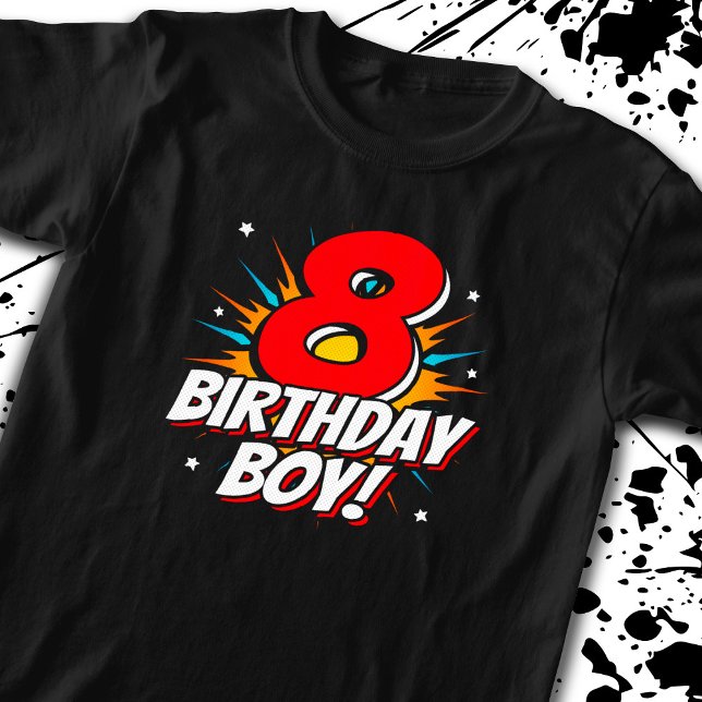 Superhero Birthday Boy - 8 Year Old - 8th Birthday T-Shirt (Creator Uploaded)