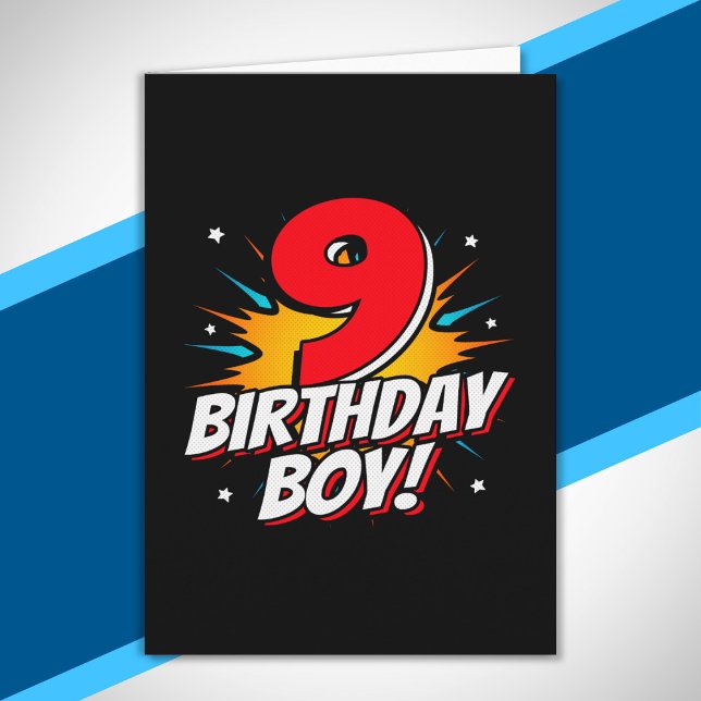 Superhero Birthday Boy - 9 Year Old - 9th Birthday Card (Creator Uploaded)