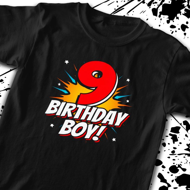 Superhero Birthday Boy - 9 Year Old - 9th Birthday T-Shirt (Creator Uploaded)