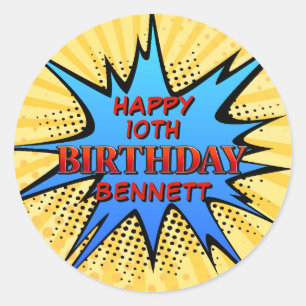Superhero Birthday Classic Round Sticker