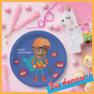 Superhero Birthday Comic ⚡ Fantastic Special Kid Paper Plate