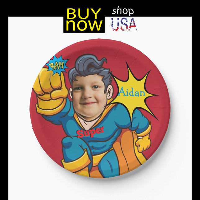 Superhero 🦸 Birthday Fantastic Flying Kid Budget Paper Plate (Creator Uploaded)