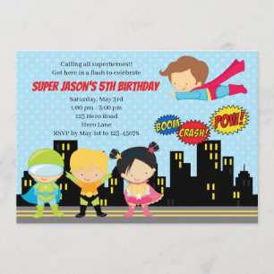 Superhero Birthday Invitations (Cute for Boys)