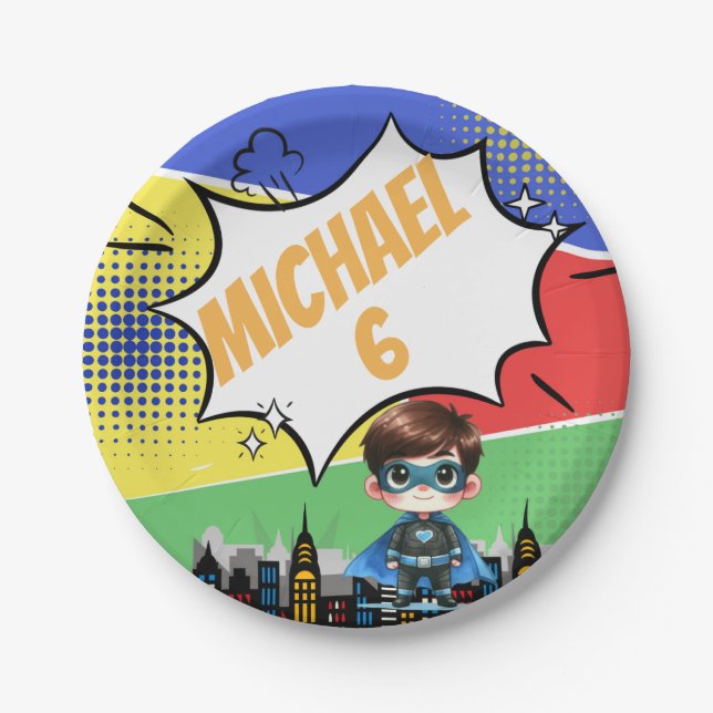 Superhero Birthday Paper Plate (Front)