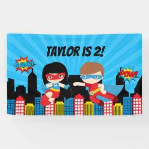 Superhero Birthday Party Backdrop Banner Boy Girl