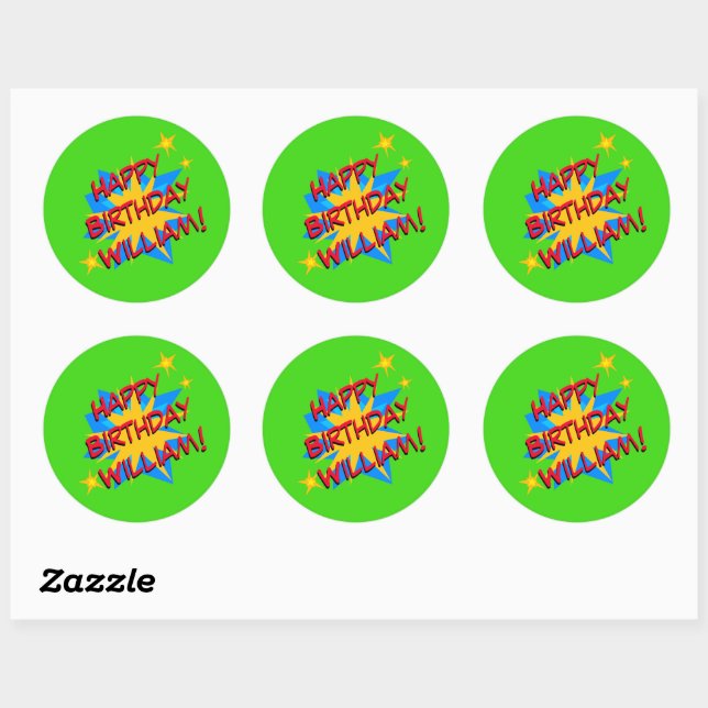 Superhero Birthday Party Classic Round Sticker (Sheet)