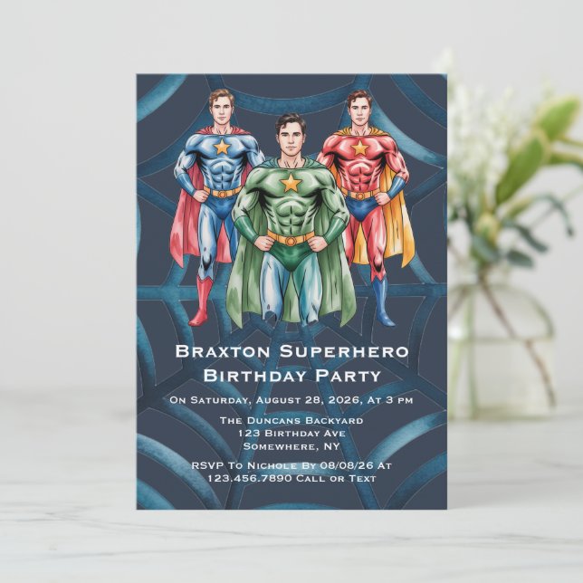 Superhero Birthday Party For Boys  Invitation (Standing Front)