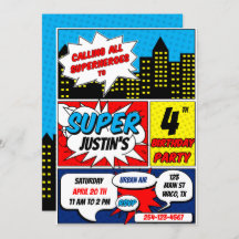 Superhero Birthday Party Invitation
