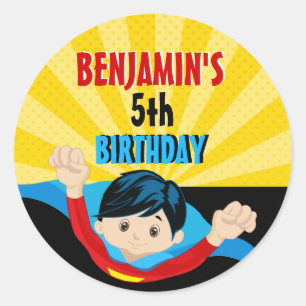 Superhero birthday sticker