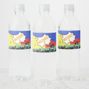 Superhero Birthday Water Bottle Label