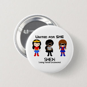 SUPERHERO Black Outline - United for SHE 6 Cm Round Badge