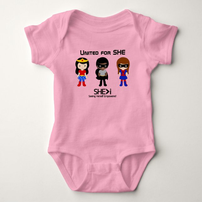 SUPERHERO Black Outline - United for SHE Baby Bodysuit (Front)