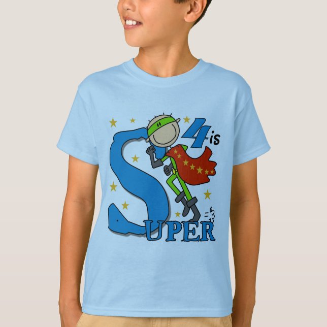 Superhero Boy 4th Birthday Tshirts and Gifts (Front)