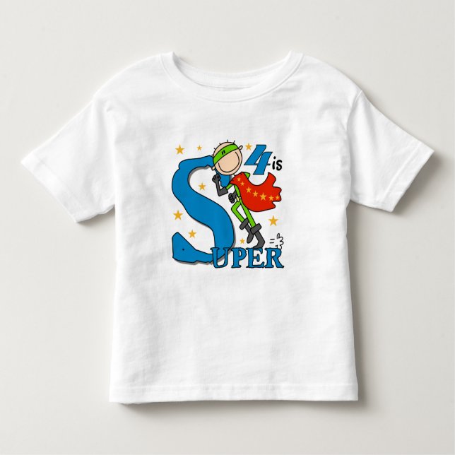 Superhero Boy 4th Birthday Tshirts and Gifts (Front)