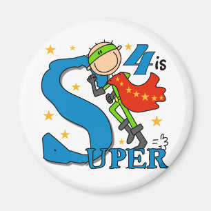 Superhero Boy 4th Birthday Tshirts and Gifts Magnet