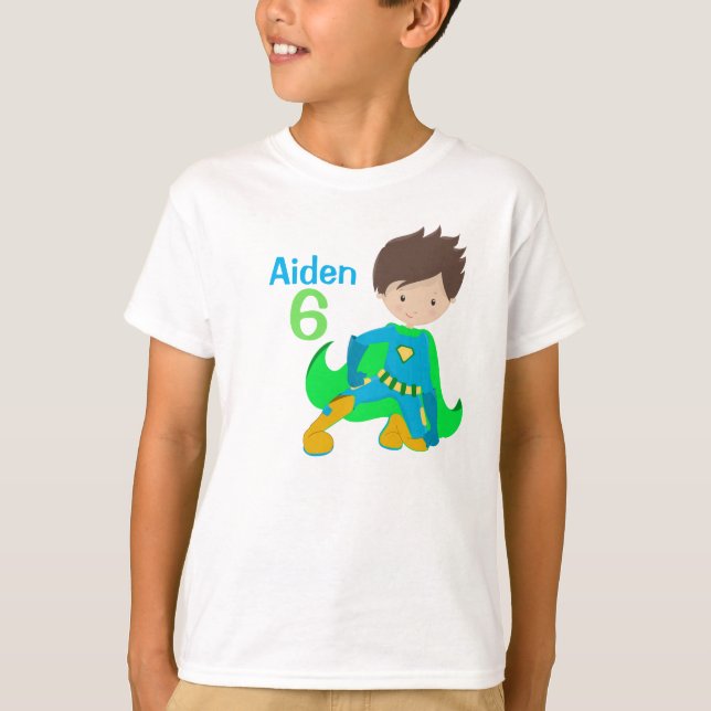 Superhero Boy Birthday Party Custom Kids T-Shirt (Front)