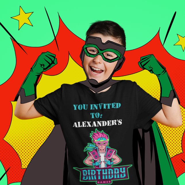 Superhero boy Pink & Green Game Avatar and mask  Invitation (Creator Uploaded)