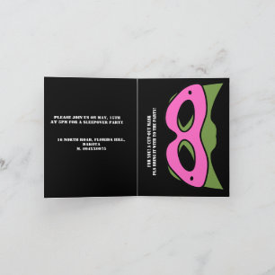 Superhero boy Pink & Green Game Avatar and mask  Invitation