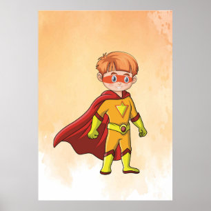 Superhero Boy Red Cape ! Courageous Kids Wall Art 