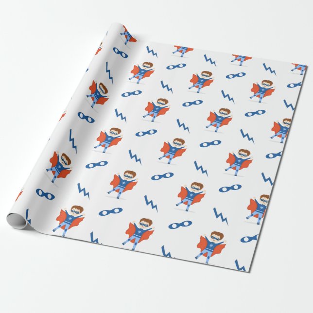 Superhero Boy  Wrapping Paper (Unrolled)