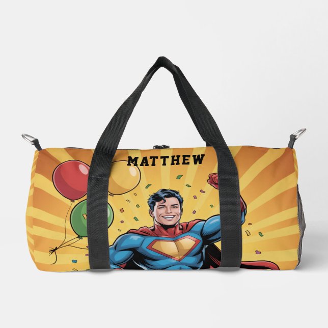 Superhero Boys Birthday Party Gift Duffle Bag (Front)