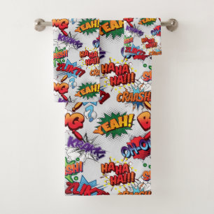 Superhero Bubble Pattern Bath Towel Set